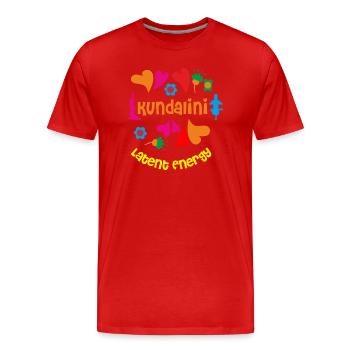 Kundalini Yoga : Cœurs colorés - T-shirt bio Premium Homme - rouge - Devant - Damien (186cm)