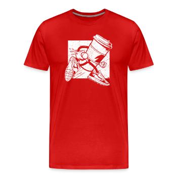 Coffee Junkie: Fun Design for Coffee-to-Go - Men's Premium Organic T-Shirt - red - Front - Damien (186cm)