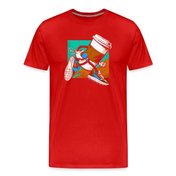 Coffee Junkie: Fun Design for Coffee-to-Go - Men's Premium Organic T-Shirt - red - Front - Damien (186cm)