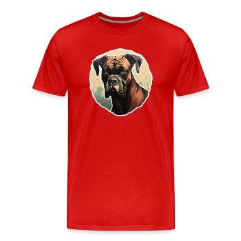 Boxer head interested - Men's Premium Organic T-Shirt - red - Front - Damien (186cm)