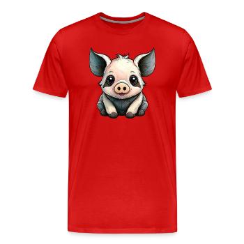 Petit Cochon Sauvage - T-shirt bio Premium Homme - rouge - Devant - Damien (186cm)