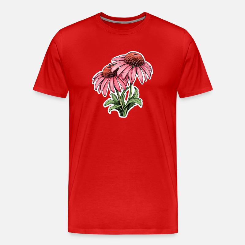Echinacea 2 Blüten - Männer Premium Bio T-Shirt - Rot