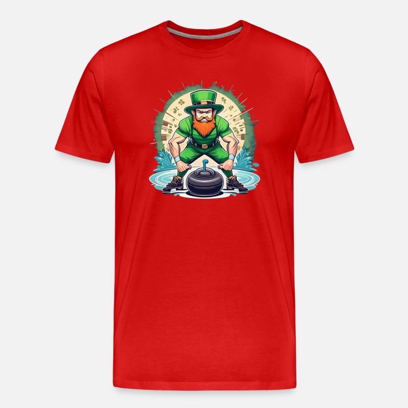 St. Patrick's Day Kleeblatt Curling - Männer Premium Bio T-Shirt - Rot