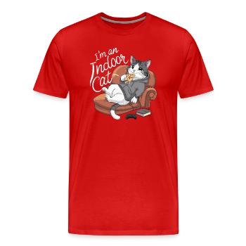 Hauskatze - Männer Premium Bio T-Shirt - Rot - Vorne - Damien (186cm)