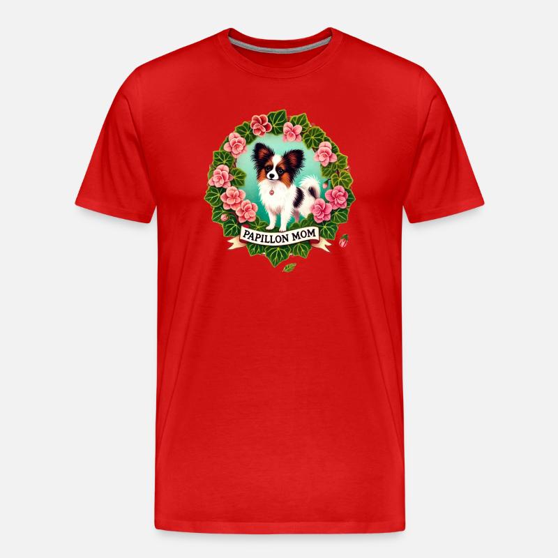 Papillon Mama - Männer Premium Bio T-Shirt - Rot