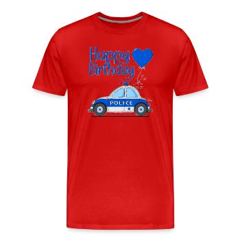 Happy Birthday Police Herz - Männer Premium Bio T-Shirt - Rot - Vorne - Damien (186cm)