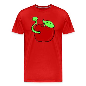 wurm apfel - Männer Premium Bio T-Shirt - Rot - Vorne - Damien (186cm)