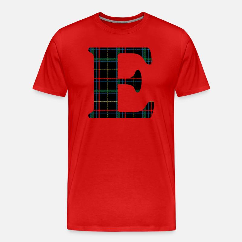Monogramm und schottischer Tartan - Männer Premium Bio T-Shirt - Rot