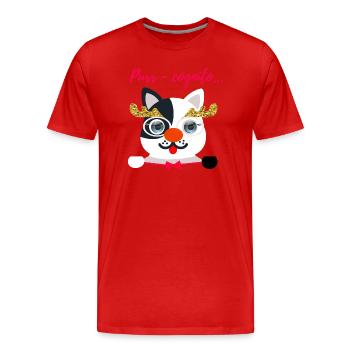 This mysterious blue-eyed cat. - Men's Premium Organic T-Shirt - red - Front - Damien (186cm)