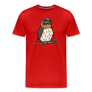 Sleepy Owl - Men's Premium Organic T-Shirt - red - Front - Damien (186cm)