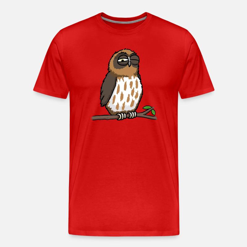 Schläfrige Eule - Männer Premium Bio T-Shirt - Rot