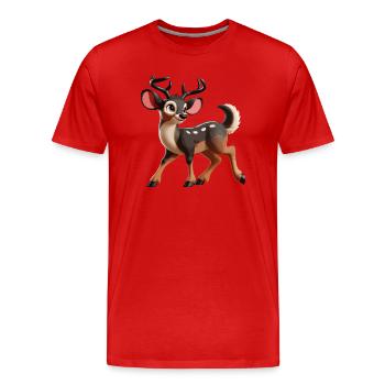 Cerf élaphe Cervus elaphus juvénile - T-shirt bio Premium Homme - rouge - Devant - Damien (186cm)