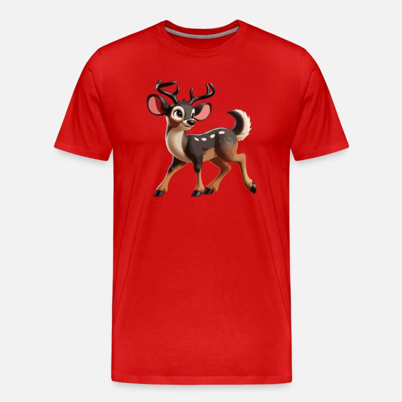 Rothirsch Cervus elaphus juvenil - Männer Premium Bio T-Shirt - Rot