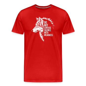 Wolf Silence Stärke - Männer Premium Bio T-Shirt - Rot - Vorne - Damien (186cm)