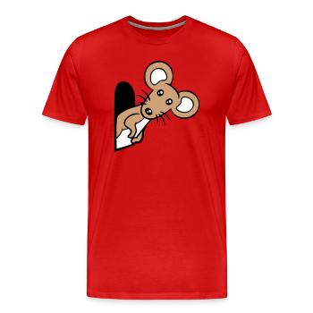 Trou de souris Trou de souris Trou de souris Peeps Mignon Drôle Bande dessinée - T-shirt bio Premium Homme - rouge - Devant - Damien (186cm)