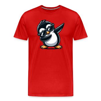 Penguin Dabbing - Men's Premium Organic T-Shirt - red - Front - Damien (186cm)