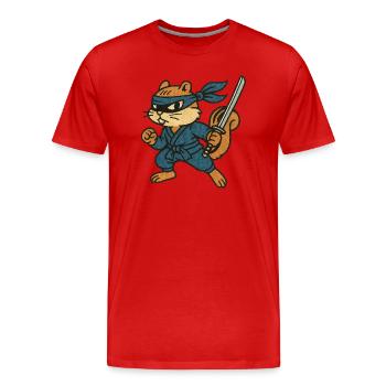 Ninja Chipmunk Verstohlener Waldkrieger - Männer Premium Bio T-Shirt - Rot - Vorne - Damien (186cm)
