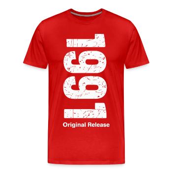 1991 Original Release – Vintage Shirt - Men's Premium Organic T-Shirt - red - Front - Damien (186cm)