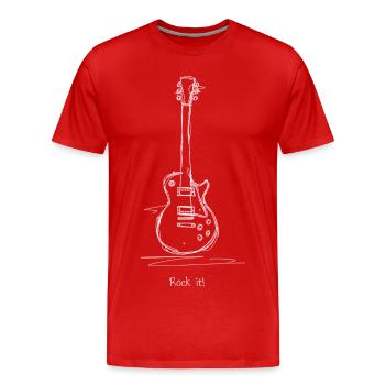 Motif du rock à la guitare craie - T-shirt bio Premium Homme - rouge - Devant - Damien (186cm)
