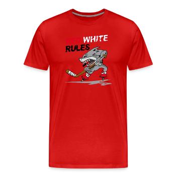 Règles Rouge Blanc - T-shirt bio Premium Homme - rouge - Devant - Damien (186cm)