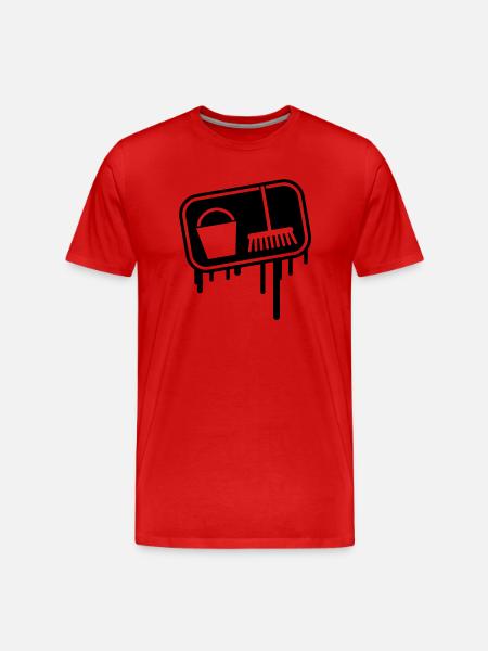 putzen_grunge_icon_1 - Männer Premium Bio T-Shirt - Rot