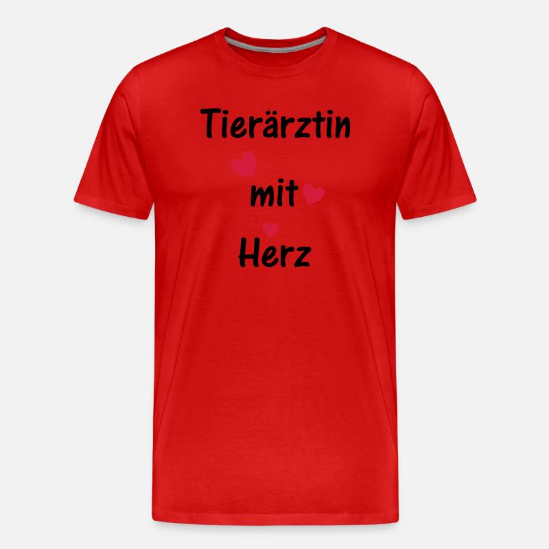 Tierärztin mit Herz - Männer Premium Bio T-Shirt - Rot