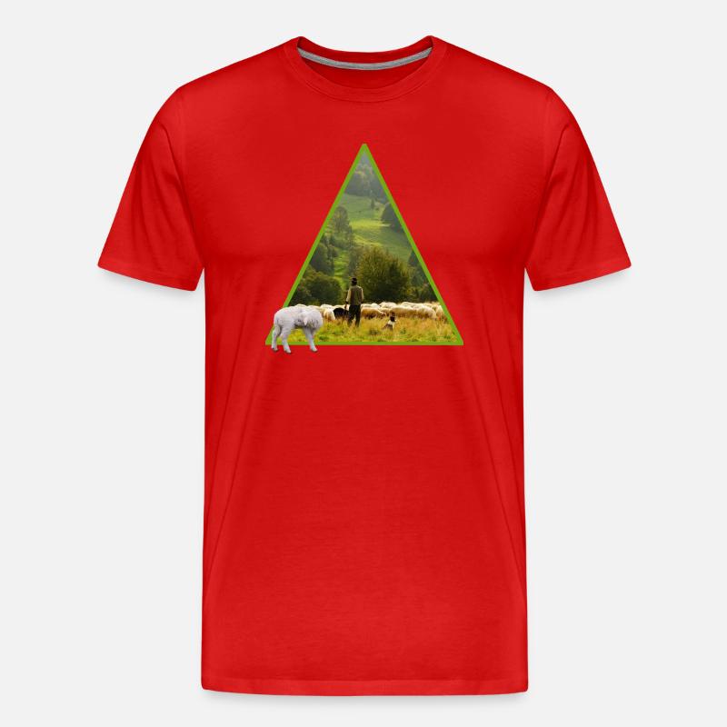 schaf mit schäfer - Männer Premium Bio T-Shirt - Rot