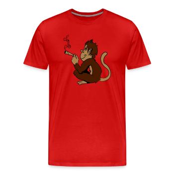 affe Weed Hanf - Männer Premium Bio T-Shirt - Rot - Vorne - Damien (186cm)