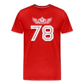 78 Couronne numérique - T-shirt bio Premium Homme - rouge - Devant - Damien (186cm)
