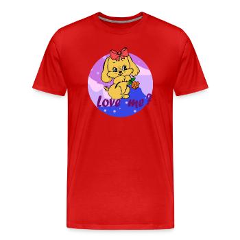Niedliche Welpe - Love me - Lieb mich! - Männer Premium Bio T-Shirt - Rot - Vorne - Damien (186cm)