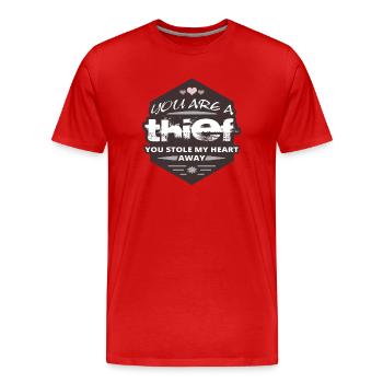 Thief, You Stole My Heart Away - Men's Premium Organic T-Shirt - red - Front - Damien (186cm)