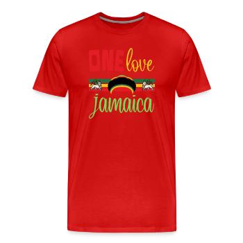 One Love Jamaïque - T-shirt bio Premium Homme - rouge - Devant - Damien (186cm)