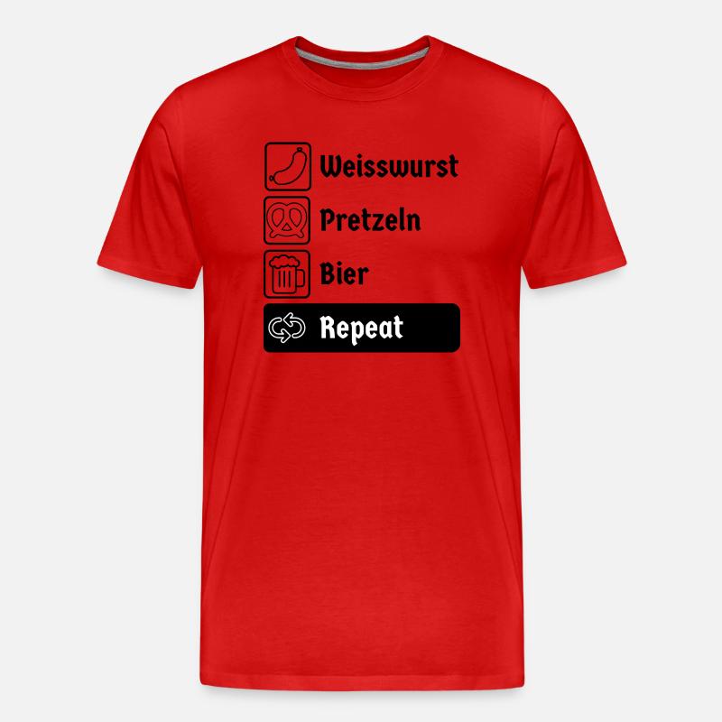 Weisswurst Pretzeln Bier Repeat - Männer Premium Bio T-Shirt - Rot