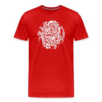 Trois Rois Mages - Squelettes humains avec des fleurs - T-shirt bio Premium Homme - rouge - Devant - Damien (186cm)