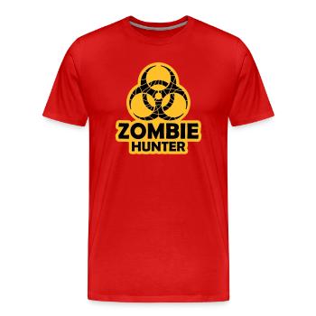 zombie hunter Halloween quote - Men's Premium Organic T-Shirt - red - Front - Damien (186cm)