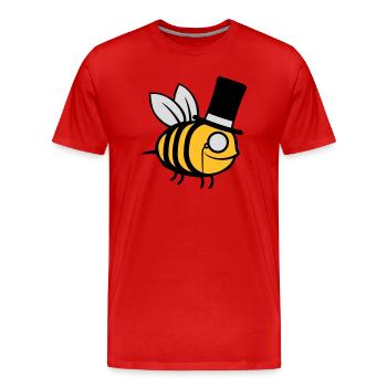 Sir Bee Top Hat - Men's Premium Organic T-Shirt - red - Front - Damien (186cm)