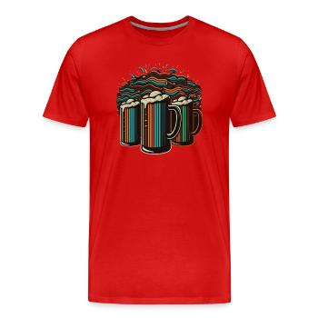 Tasses à bière colorées fraîches - T-shirt bio Premium Homme - rouge - Devant - Damien (186cm)
