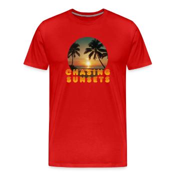 À la poursuite des couchers de soleil - T-shirt bio Premium Homme - rouge - Devant - Damien (186cm)