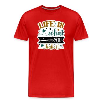 La vie est ce que vous faites cuire - T-shirt bio Premium Homme - rouge - Devant - Damien (186cm)