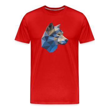 Loup Sauvage, Polygone, Animal Sauvage, Randonnée, Nature, Âme - T-shirt bio Premium Homme - rouge - Devant - Damien (186cm)