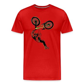 mtb mountain bike mountain biker bike - Men's Premium Organic T-Shirt - red - Front - Damien (186cm)