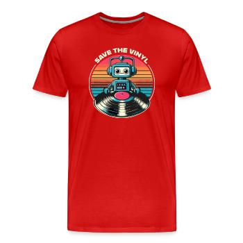 Sauvez le vinyle - T-shirt bio Premium Homme - rouge - Devant - Damien (186cm)