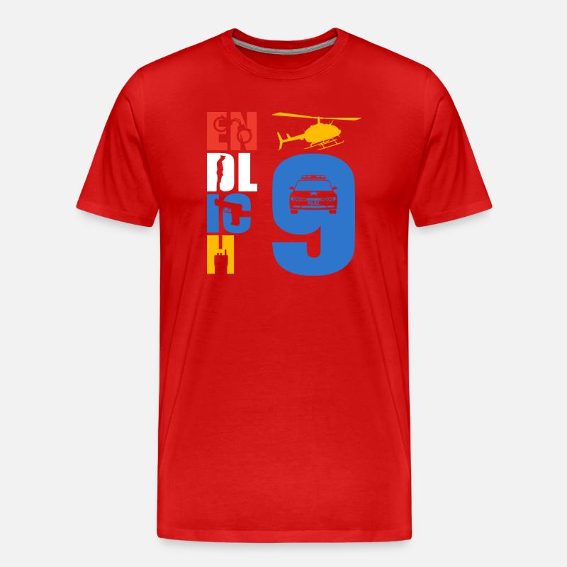 Endlich 9 Polizei - Männer Premium Bio T-Shirt - Rot