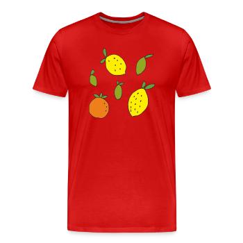 citrons, oranges, citrons verts - T-shirt bio Premium Homme - rouge - Devant - Damien (186cm)