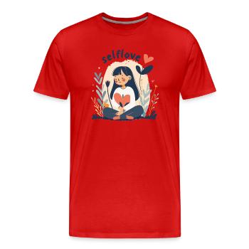 Selbstliebe Mädchen, Liebe dich selbst - Männer Premium Bio T-Shirt - Rot - Vorne - Damien (186cm)