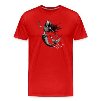 Skelett Meerjungfrau - Schwarz/Weiß - Männer Premium Bio T-Shirt - Rot - Vorne - Damien (186cm)