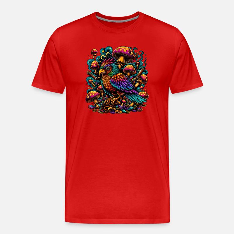 Psychedelic Parrot Paradise - Männer Premium Bio T-Shirt - Rot