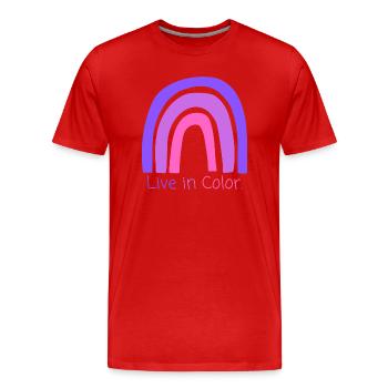 Vivid Rainbow - Männer Premium Bio T-Shirt - Rot - Vorne - Damien (186cm)