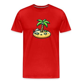 Island Comic - Men's Premium Organic T-Shirt - red - Front - Damien (186cm)
