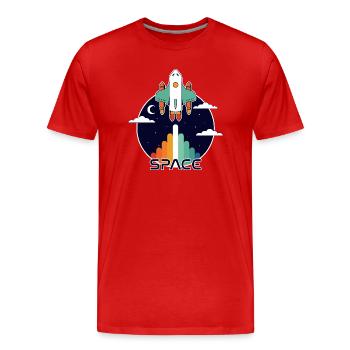 Raum und retro - Männer Premium Bio T-Shirt - Rot - Vorne - Damien (186cm)